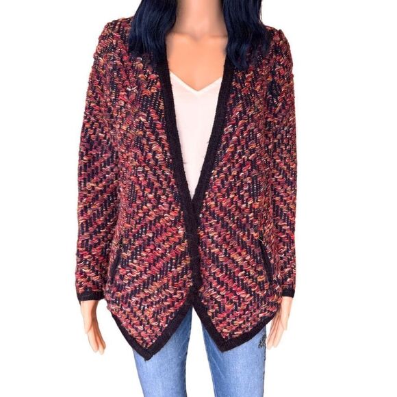 MOTH by Anthropologie Jacquard Jacket Cardigan Sweater Small Wool Cotton - Picture 2 of 8
